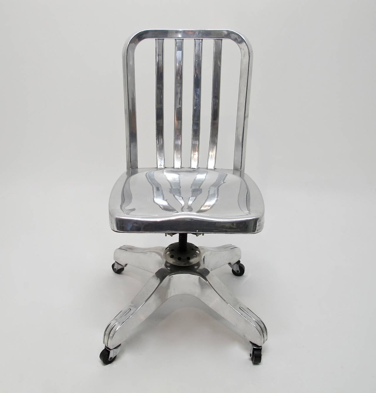 Polished aluminum desk or office chair by the General Fire Proofing Co. 