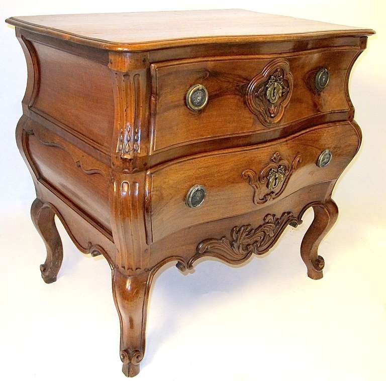 French Louis XV Walnut Two Drawer Commode