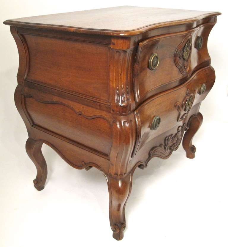 18th Century and Earlier Louis XV Walnut Two Drawer Commode