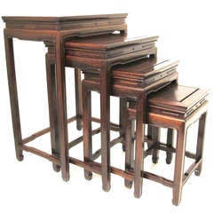 Antique Set of 4 Chinese Rosewood Nesting Tables