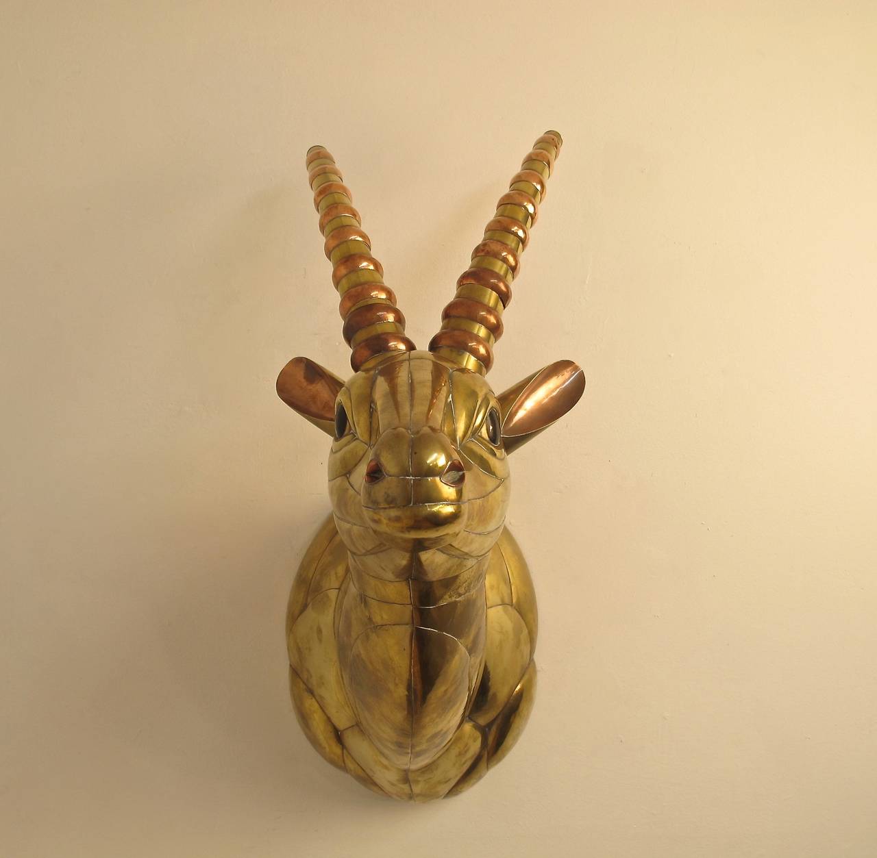 Mid-Century Modern Sergio Bustamante Brass Gazelle Wall Sculpture