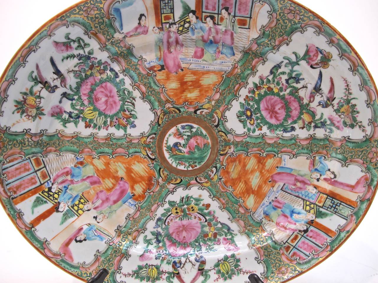 Porcelain 19th Century Chinese Famille Rose Medallion Platter
