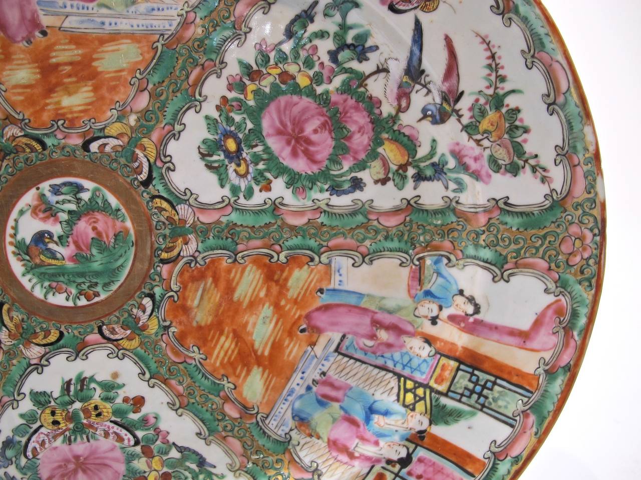 Hand-Painted 19th Century Chinese Famille Rose Medallion Platter