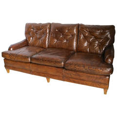 Tufted Leather Sofa Mid 20th Century