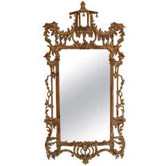 Vintage Pickeled Chinoiserie Style Mirror