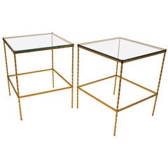 Pair of Masion Charles et Fils Brass and Glass Side Tables