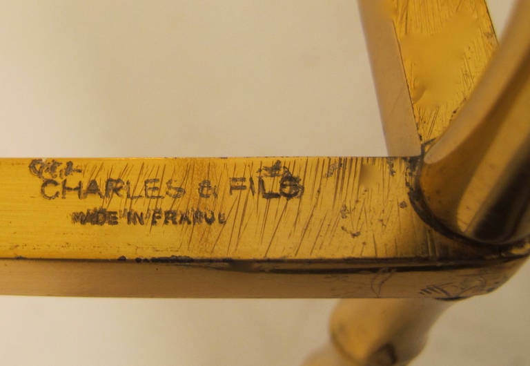 Pair of Masion Charles et Fils Brass and Glass Side Tables ...