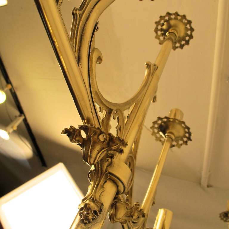 Brass Gothic Revival Candelabra In Excellent Condition In San Francisco, CA