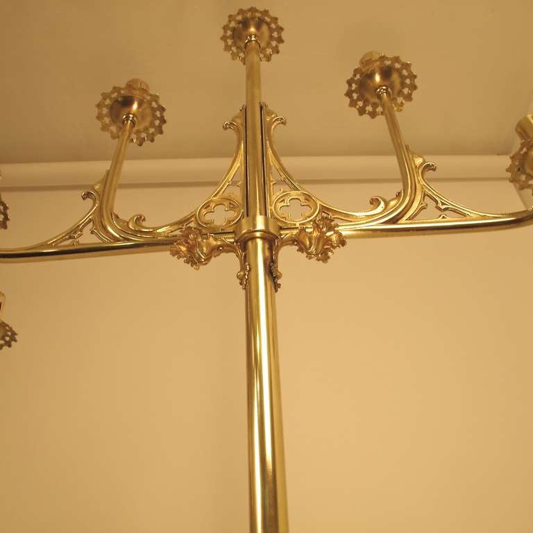 19th Century Brass Gothic Revival Candelabra