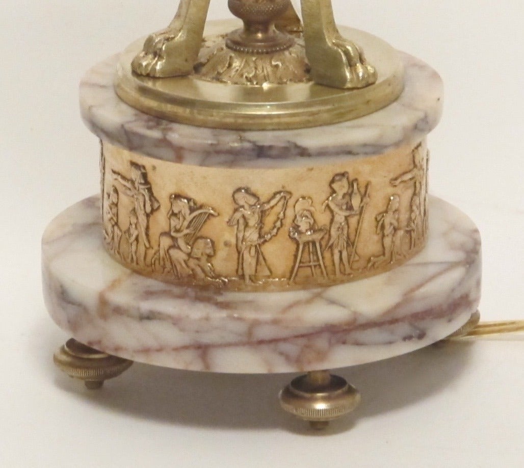 French Egyptian Revival Stand with Glass Sphere In Excellent Condition In San Francisco, CA