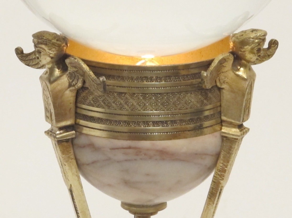 19th Century French Egyptian Revival Stand with Glass Sphere