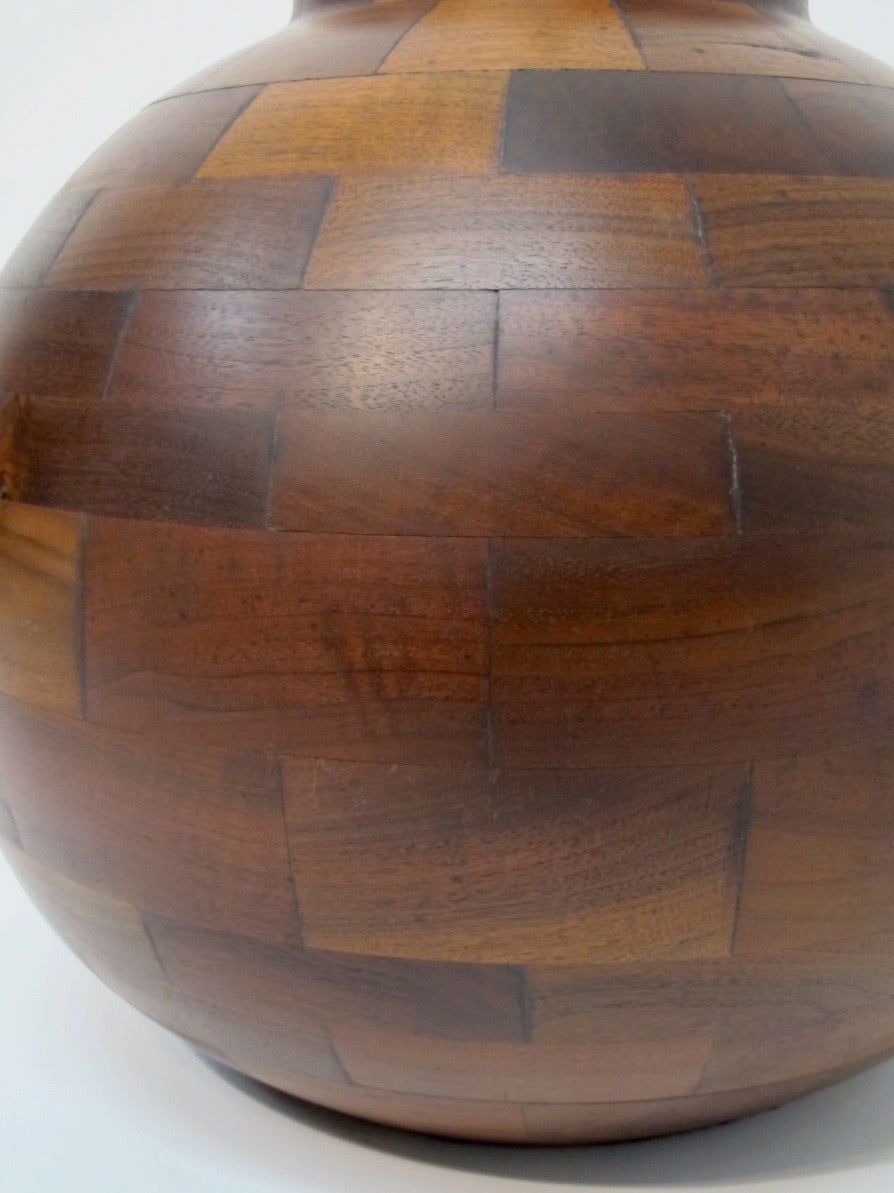 International Style Very Large Hand Made Mid-20th Century Walnut Lamp