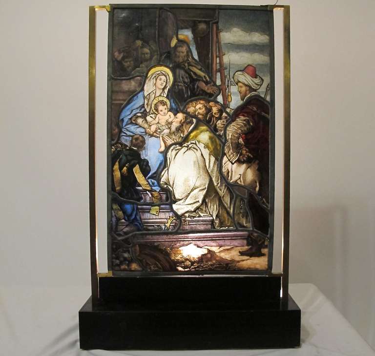 19thC Religious Stained Glass Window Fragment