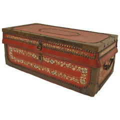 Small Chinese Export Red Leather Trunk