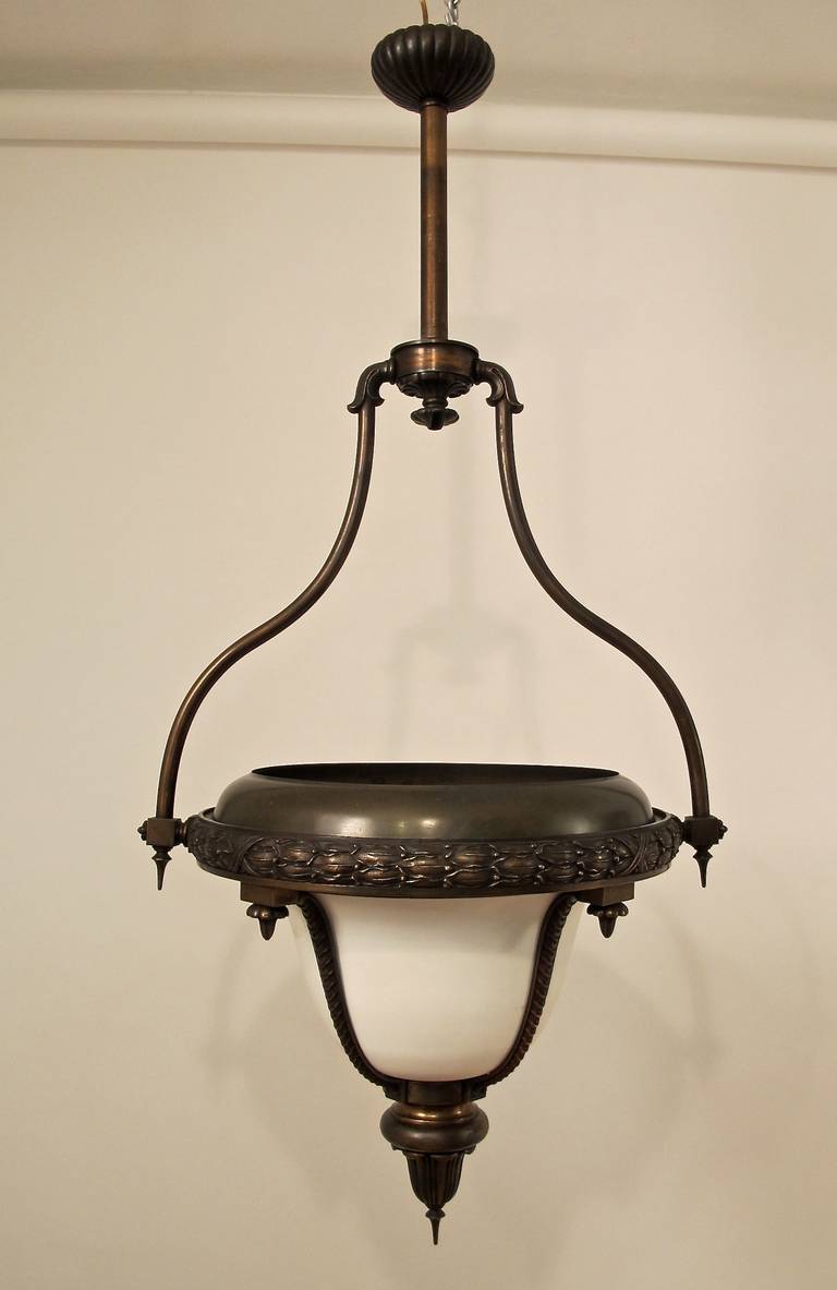 19th Century Bronze Gas Light Fixture 2