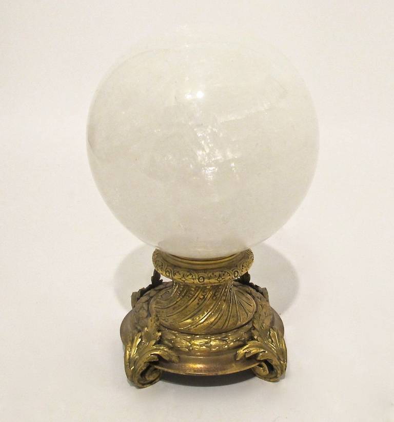 Large Rock Crystal Ball on Gilt Bronze Stand In Excellent Condition In San Francisco, CA