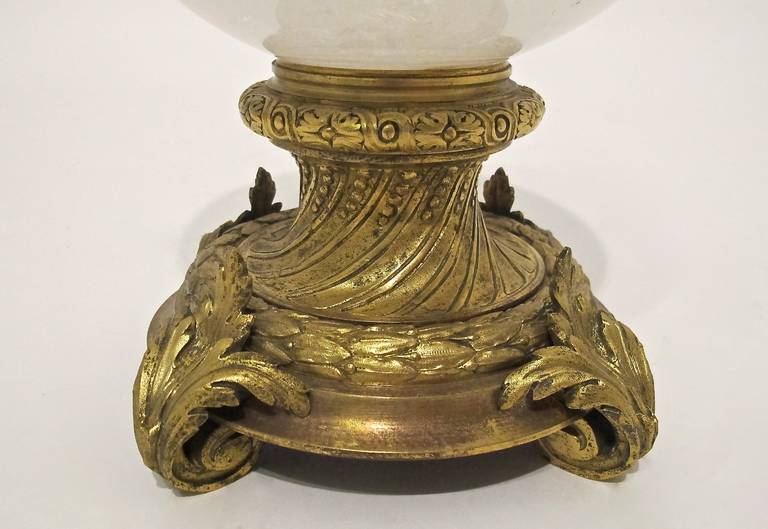 20th Century Large Rock Crystal Ball on Gilt Bronze Stand
