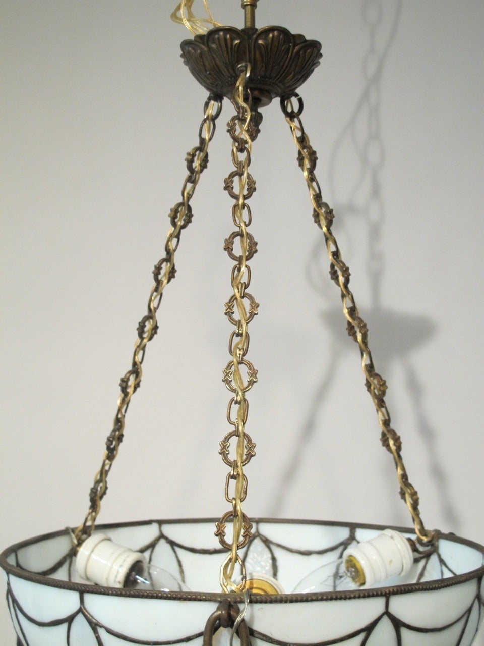 Leaded Glass Light Fixture For Sale at 1stdibs