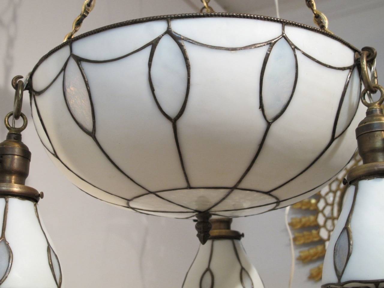 Leaded Glass Light Fixture For Sale at 1stDibs