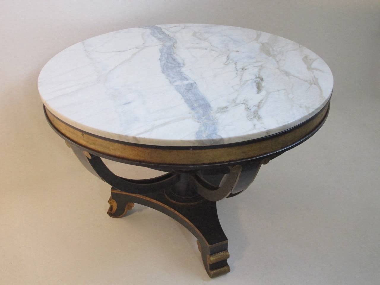 20th Century Designer Iron and Marble Center Table