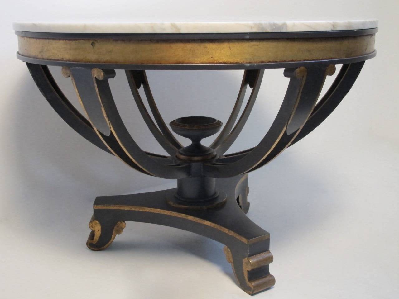 Designer Iron and Marble Center Table In Excellent Condition In San Francisco, CA