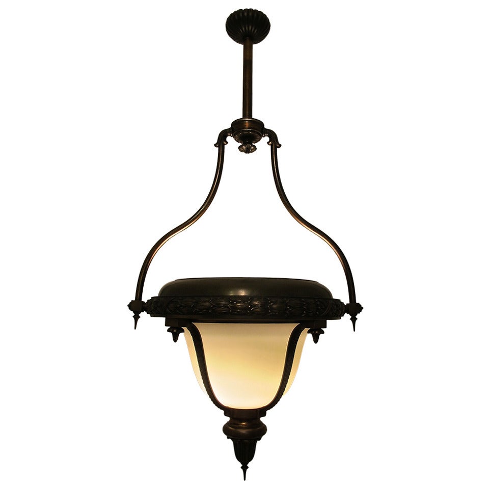 19th Century Bronze Gas Light Fixture