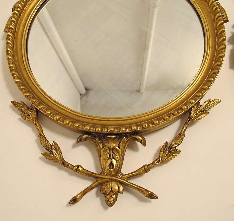 Italian Pair Gilt Round Mirror