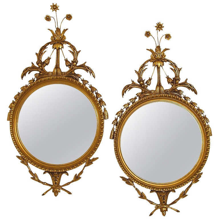 Pair Gilt Round Mirror At 1stdibs
