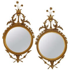 Pair Gilt Round Mirror