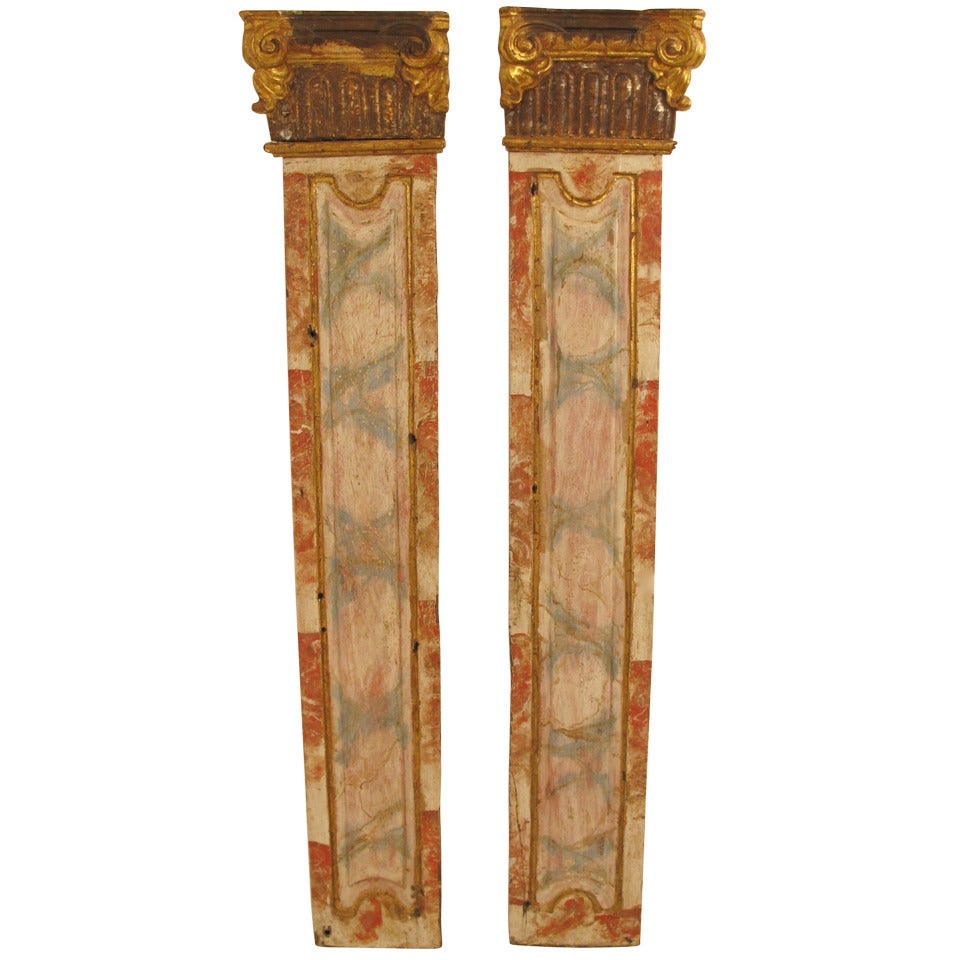 Pair of Parcel Gilt Pilasters