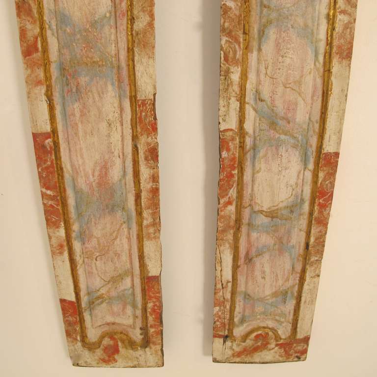 Wood Pair of Parcel Gilt Pilasters