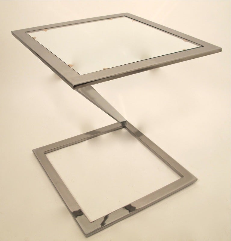 Modern Chrome & Glass Z Table