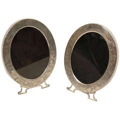 Antique Pair of Early 20th Century Sterling Silver Photo Picture Frames