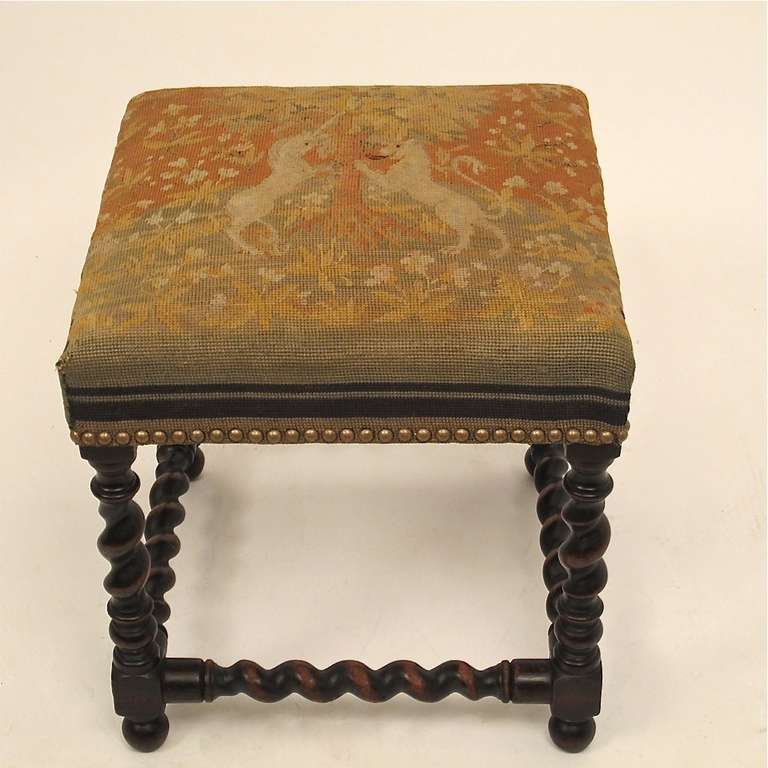 English Barley Twist Stool In Excellent Condition In San Francisco, CA