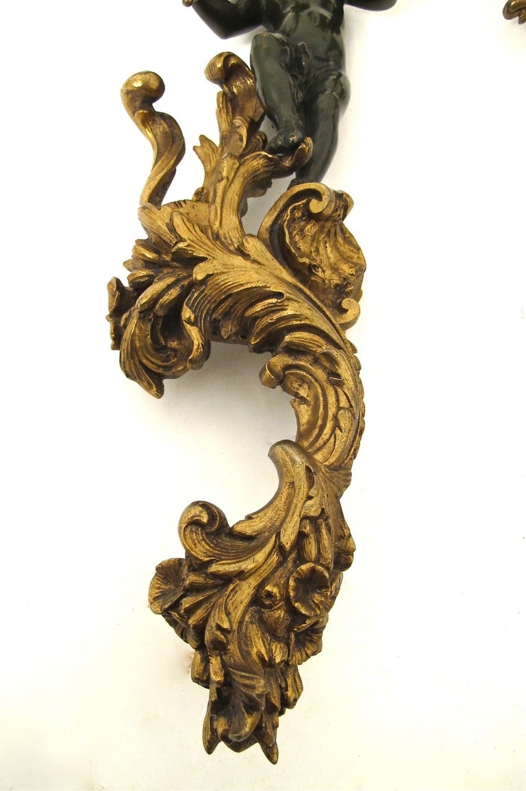 Gilt 19thC French Bronze Sconces