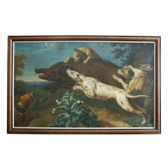 Large 18th Century Painting of a Hunt Scene