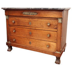 French Marble Top Empire Commode with Paw Feet