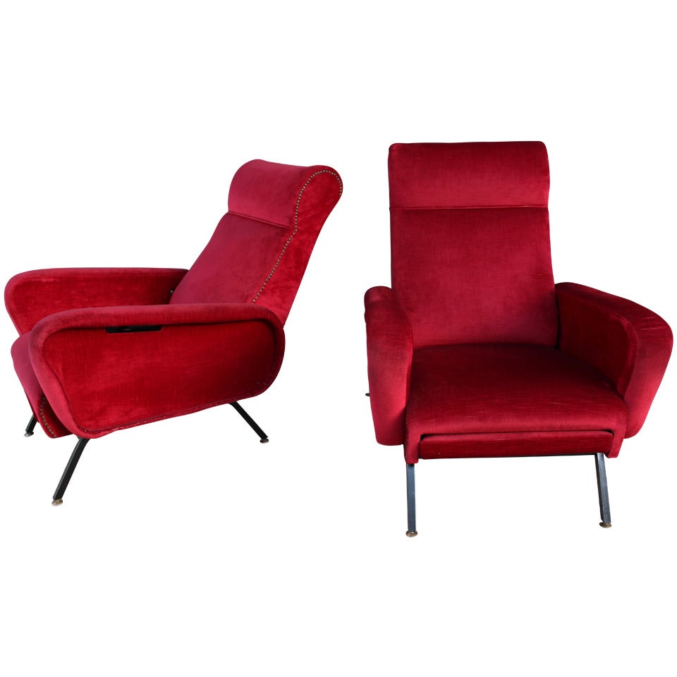 Italian Pair of Theater Chairs after Carlo Mollino
