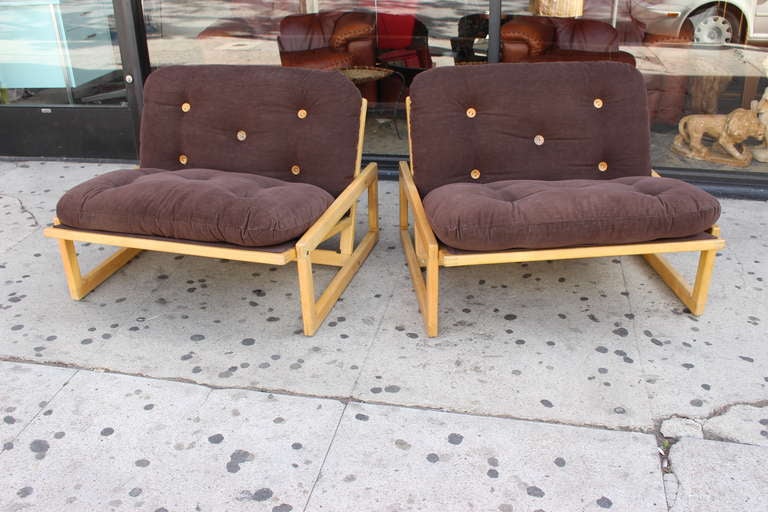 Wood Italian Pair of Chairs 