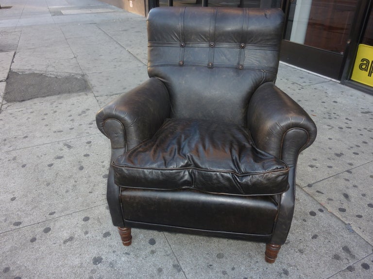 Austrian Antique Leather Chair In Excellent Condition In Los Angeles, CA