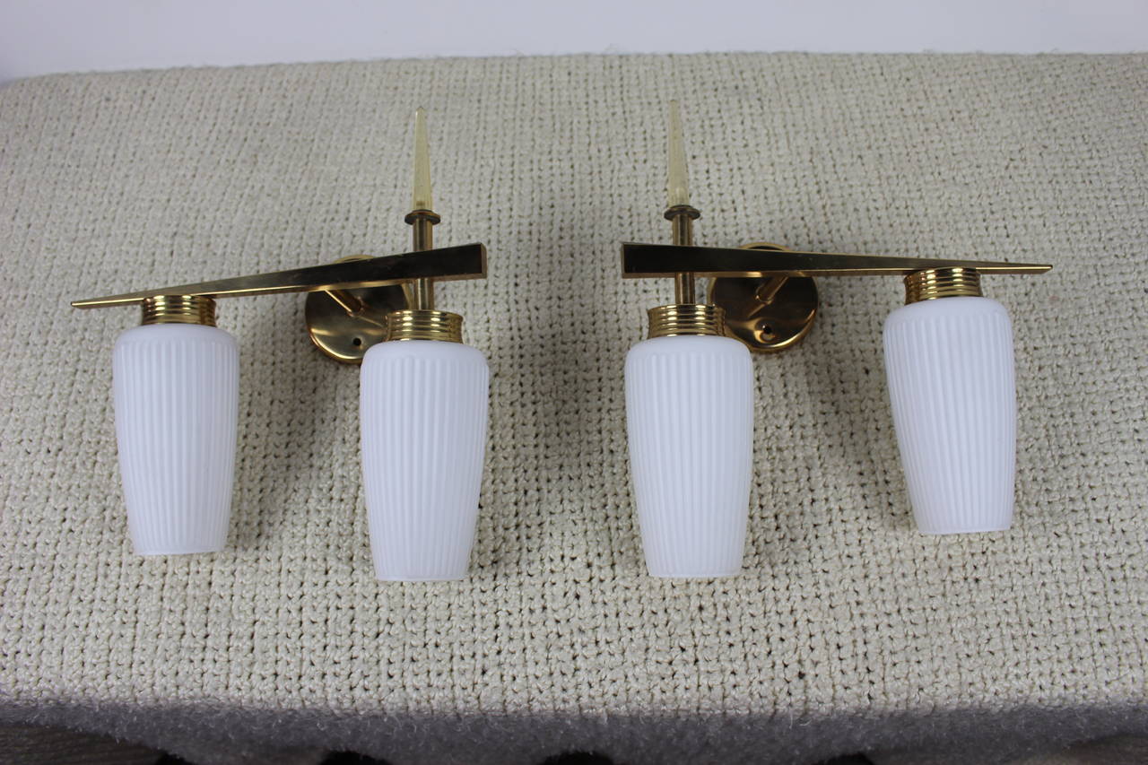 Wall Sconces in Style of Stilnovo In Excellent Condition For Sale In Los Angeles, CA