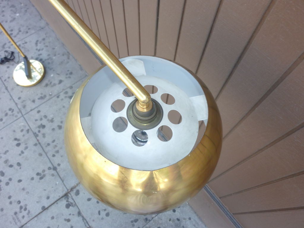 Italian brass floor lamp , adjustable height , there is a two heights and two position.