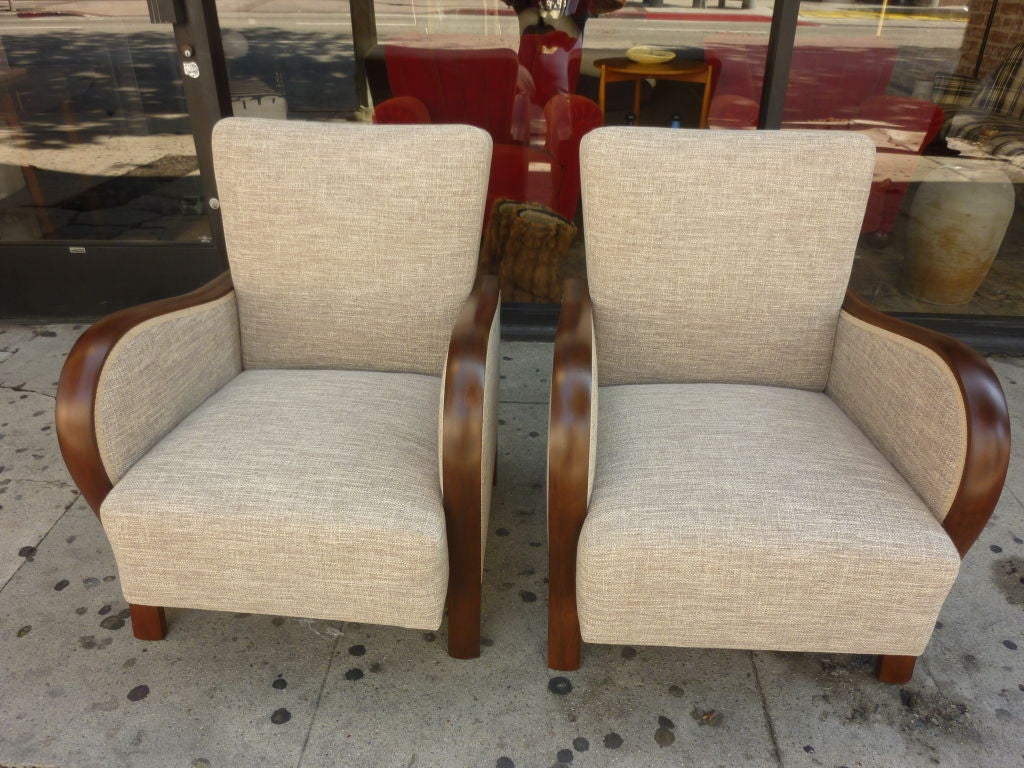 French Art Deco Pair of Arm Chairs