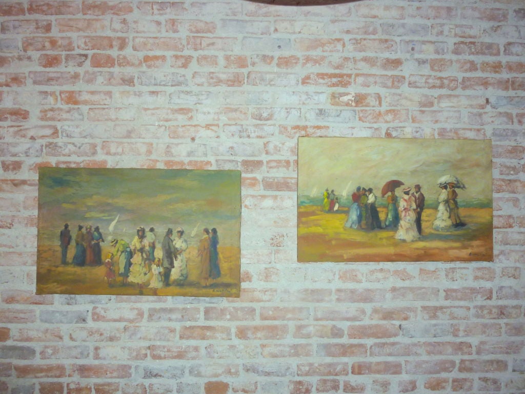 A pair of Dutch paintings .Artistically  executed, illegibly signed on the lower right corner ,unframed.