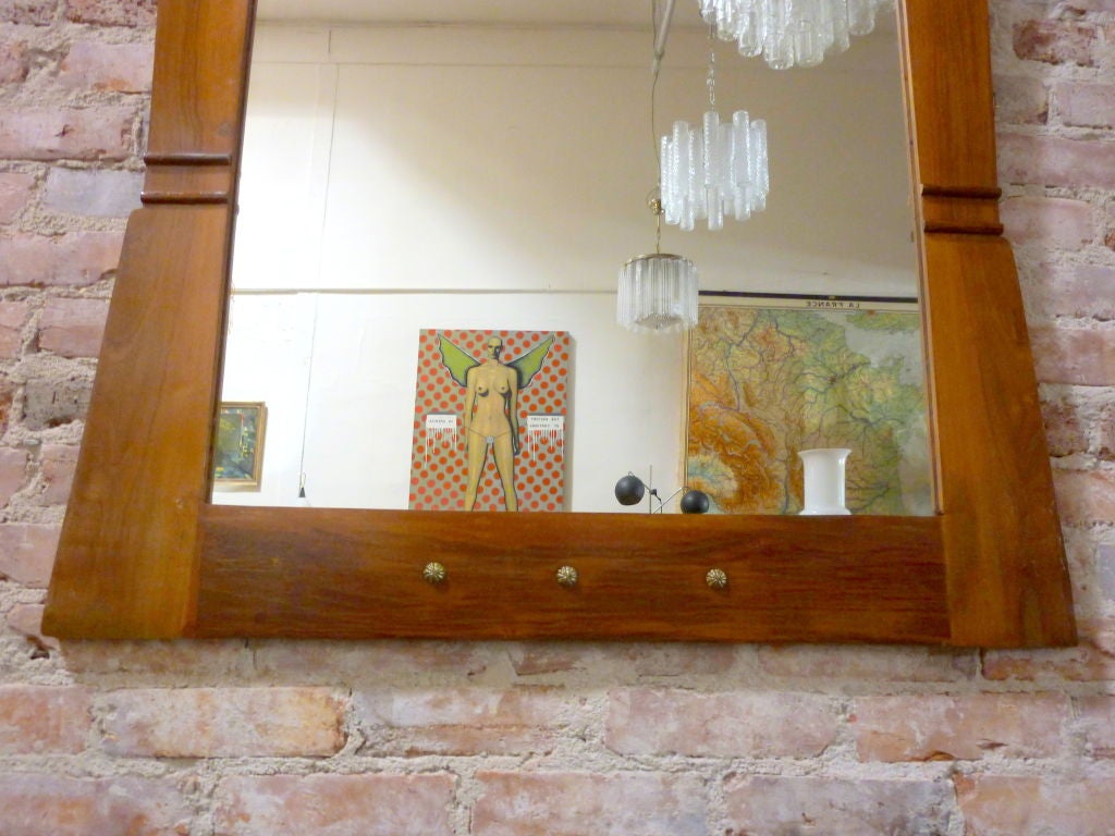 Original Art Deco large frame, mirror has been changed. Walnut veneer and walnut frame has been refinished.