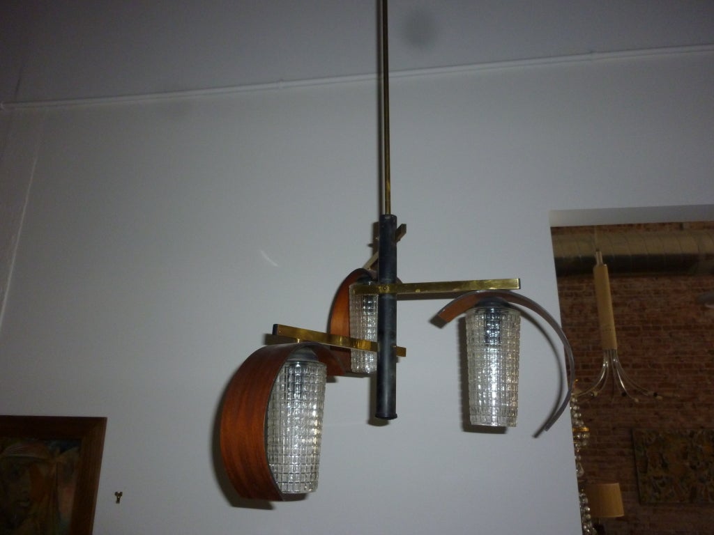 Austrian Glass and Wood  Chandelier In Excellent Condition In Los Angeles, CA