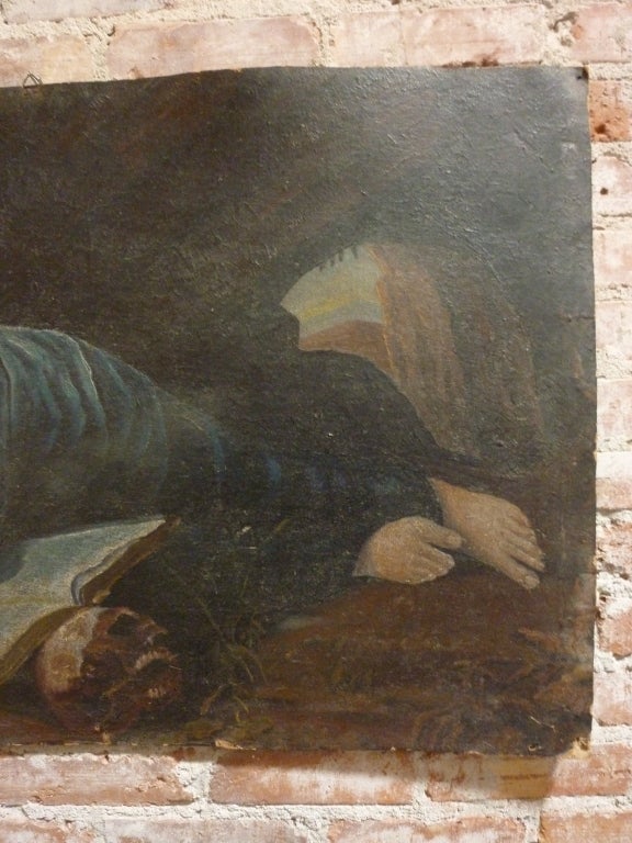 Madonna Art Decó Pintura al óleo sobre cartón en Bastante bueno estado para la venta en Los Angeles, CA