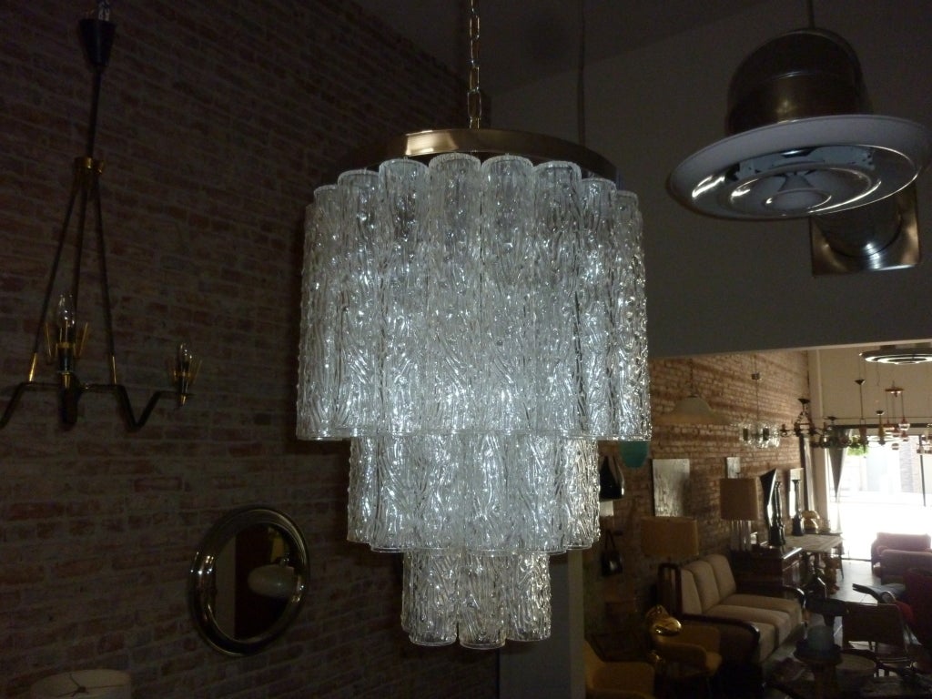 Mid-Century Modern Murano Glass Chandelier after Venini For Sale
