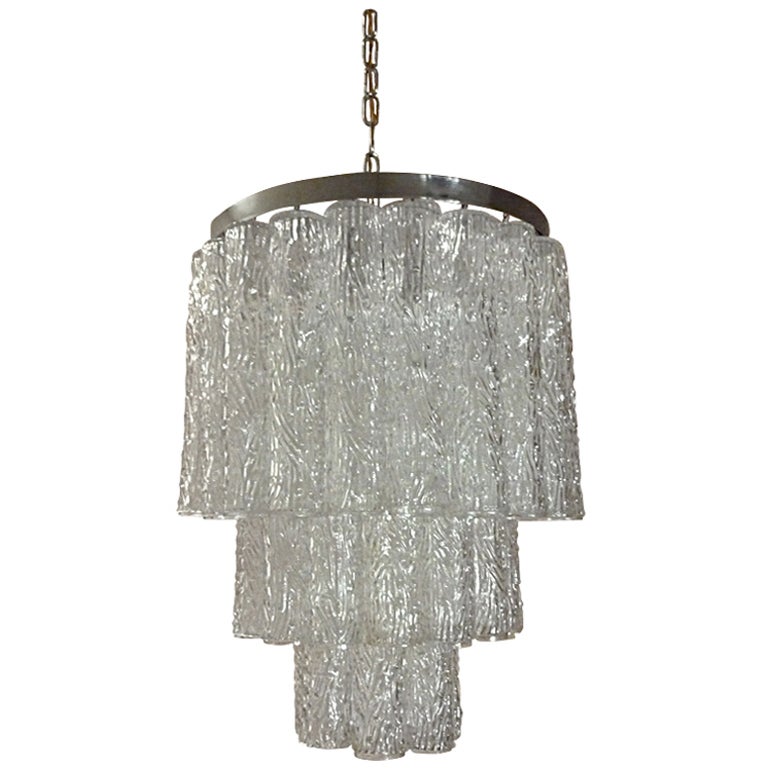 Murano Glass Chandelier after Venini For Sale