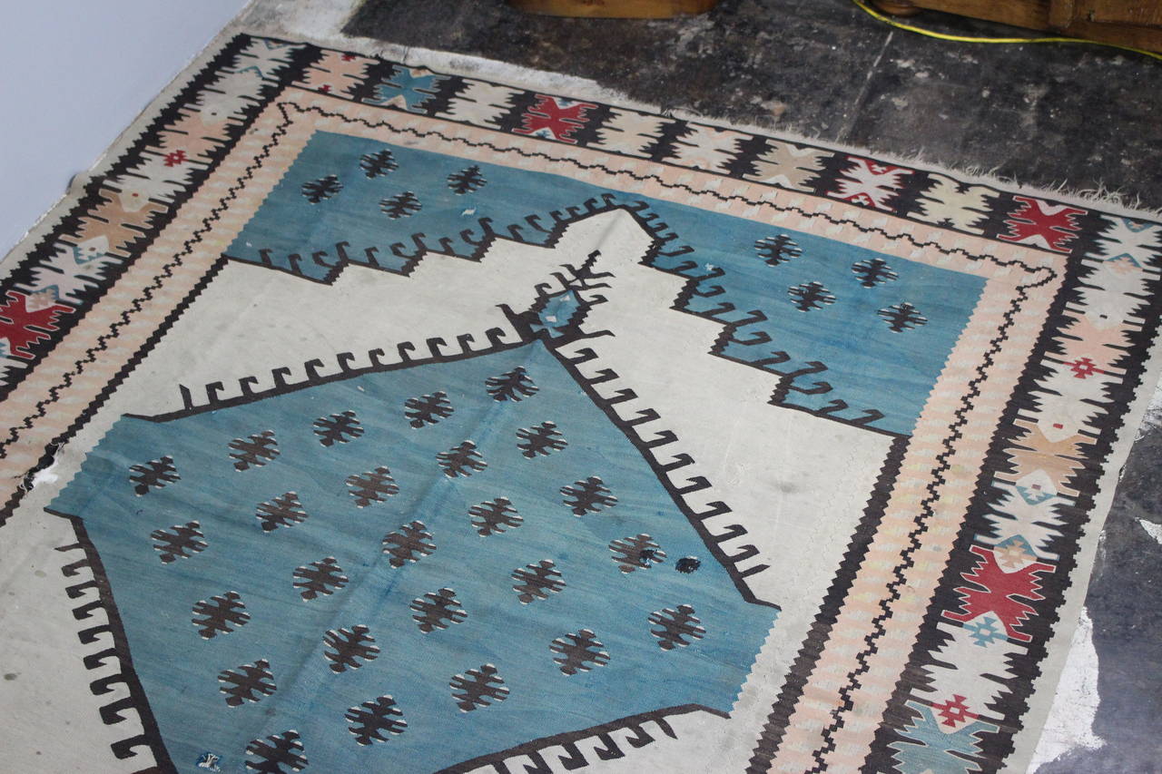 Balkan Kilim, rear blue Anatolian color, original condition.